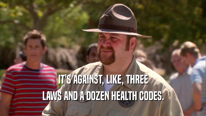 IT'S AGAINST, LIKE, THREE LAWS AND A DOZEN HEALTH CODES. 
