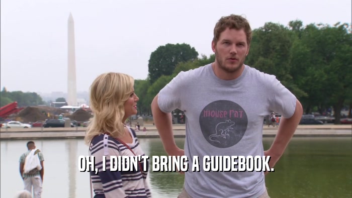 OH, I DIDN'T BRING A GUIDEBOOK.  