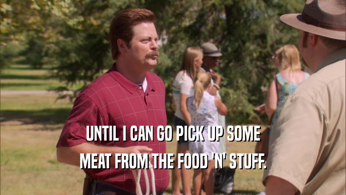 UNTIL I CAN GO PICK UP SOME MEAT FROM THE FOOD 'N' STUFF. 
