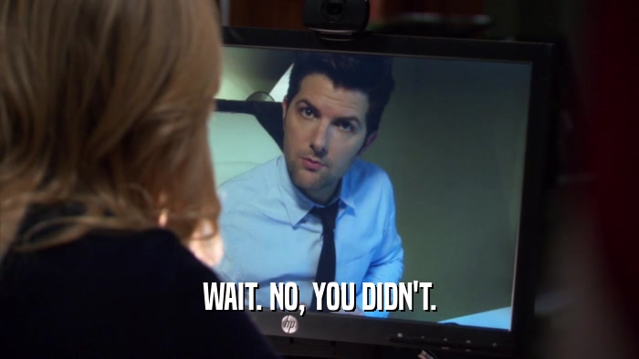 WAIT. NO, YOU DIDN'T.  