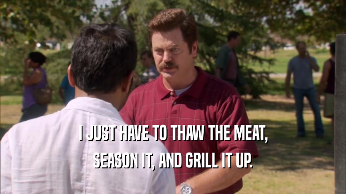 I JUST HAVE TO THAW THE MEAT, SEASON IT, AND GRILL IT UP. 