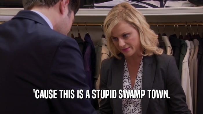 'CAUSE THIS IS A STUPID SWAMP TOWN.  