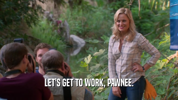 LET'S GET TO WORK, PAWNEE.  