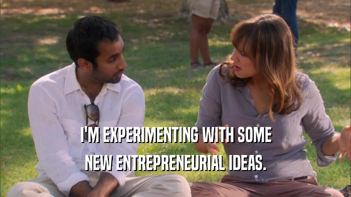 I'M EXPERIMENTING WITH SOME NEW ENTREPRENEURIAL IDEAS. 