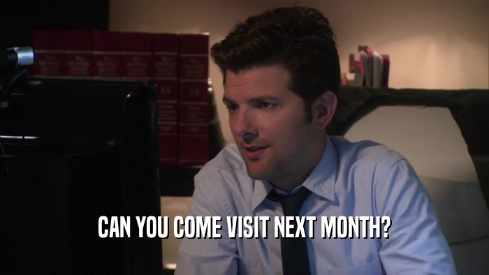 CAN YOU COME VISIT NEXT MONTH?  