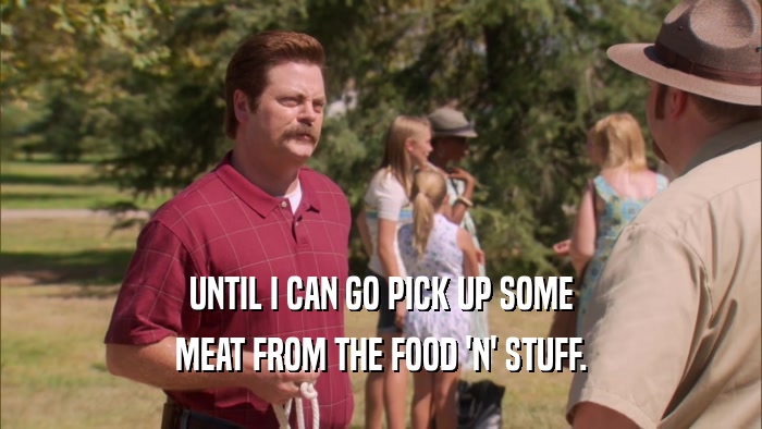 UNTIL I CAN GO PICK UP SOME MEAT FROM THE FOOD 'N' STUFF. 