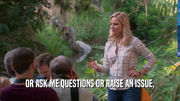 OR ASK ME QUESTIONS OR RAISE AN ISSUE,  