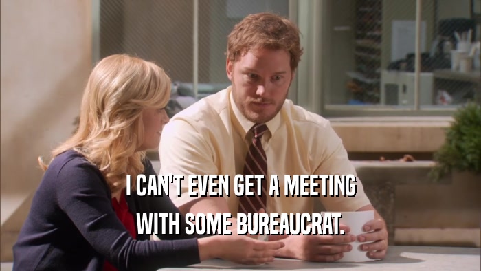 I CAN'T EVEN GET A MEETING WITH SOME BUREAUCRAT. 
