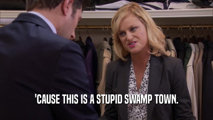'CAUSE THIS IS A STUPID SWAMP TOWN.  