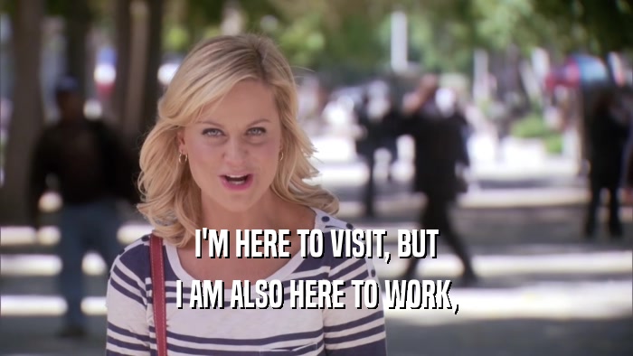 I'M HERE TO VISIT, BUT I AM ALSO HERE TO WORK, 