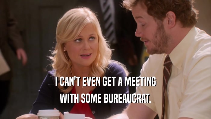 I CAN'T EVEN GET A MEETING WITH SOME BUREAUCRAT. 