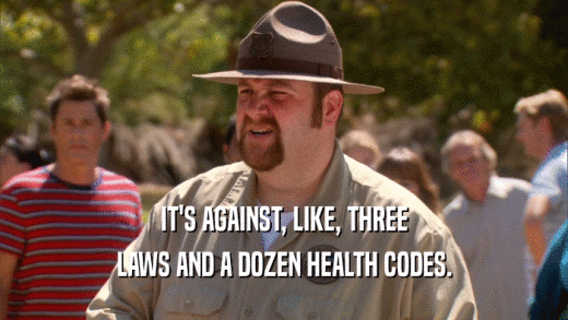 IT'S AGAINST, LIKE, THREE LAWS AND A DOZEN HEALTH CODES. 
