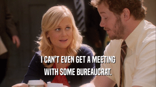 I CAN'T EVEN GET A MEETING WITH SOME BUREAUCRAT. 