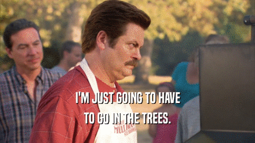I'M JUST GOING TO HAVE TO GO IN THE TREES. 