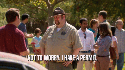 NOT TO WORRY. I HAVE A PERMIT.  