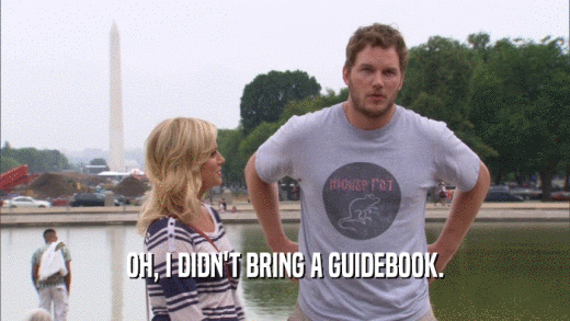 OH, I DIDN'T BRING A GUIDEBOOK.  