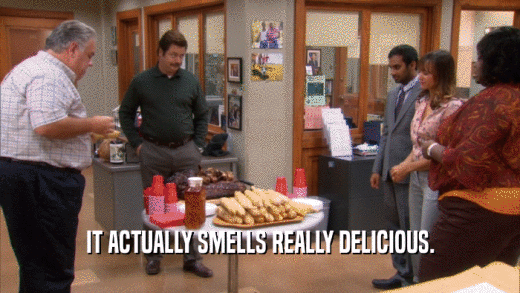 IT ACTUALLY SMELLS REALLY DELICIOUS.  