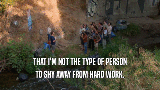 THAT I'M NOT THE TYPE OF PERSON TO SHY AWAY FROM HARD WORK. 