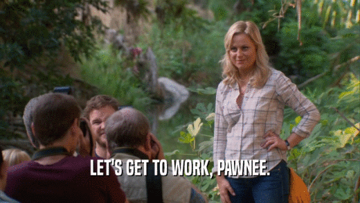 LET'S GET TO WORK, PAWNEE.  