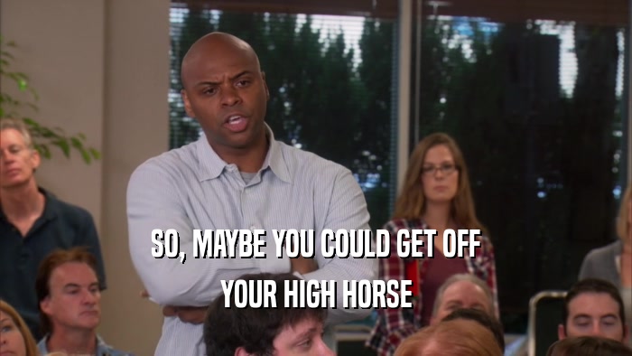 SO, MAYBE YOU COULD GET OFF YOUR HIGH HORSE 
