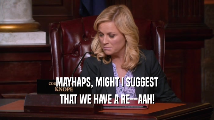 MAYHAPS, MIGHT I SUGGEST THAT WE HAVE A RE--AAH! 