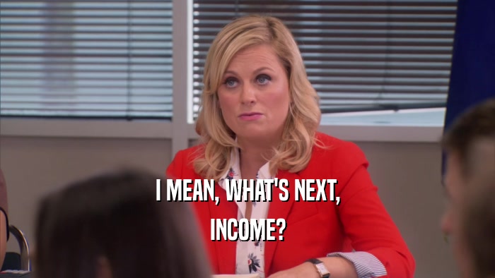 I MEAN, WHAT'S NEXT, INCOME? 