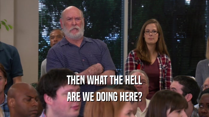 THEN WHAT THE HELL ARE WE DOING HERE? 