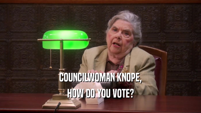 COUNCILWOMAN KNOPE, HOW DO YOU VOTE? 