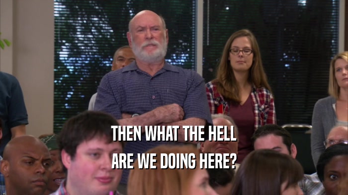 THEN WHAT THE HELL ARE WE DOING HERE? 