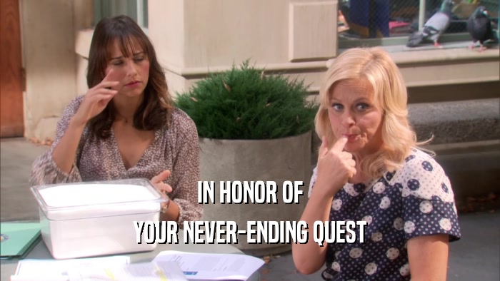 IN HONOR OF YOUR NEVER-ENDING QUEST 
