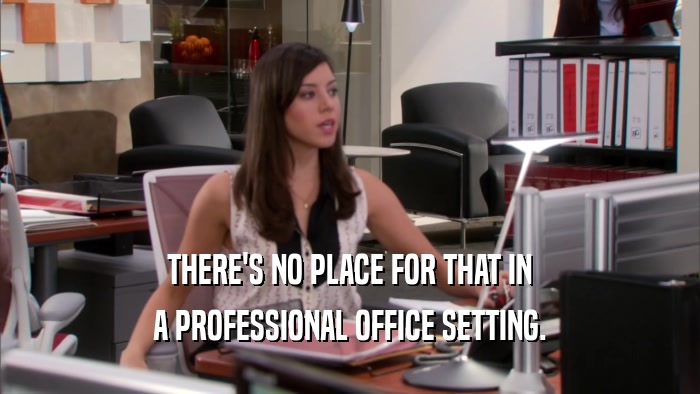 THERE'S NO PLACE FOR THAT IN A PROFESSIONAL OFFICE SETTING. 