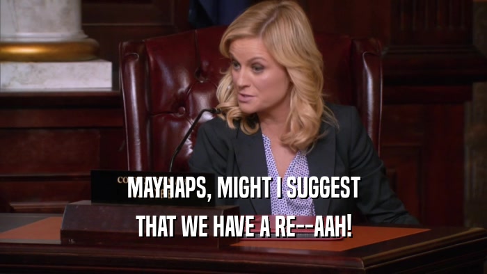 MAYHAPS, MIGHT I SUGGEST THAT WE HAVE A RE--AAH! 