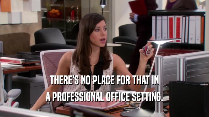THERE'S NO PLACE FOR THAT IN A PROFESSIONAL OFFICE SETTING. 