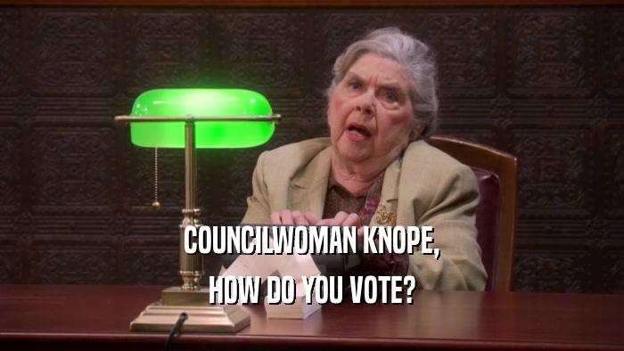 COUNCILWOMAN KNOPE, HOW DO YOU VOTE? 
