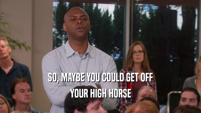SO, MAYBE YOU COULD GET OFF YOUR HIGH HORSE 