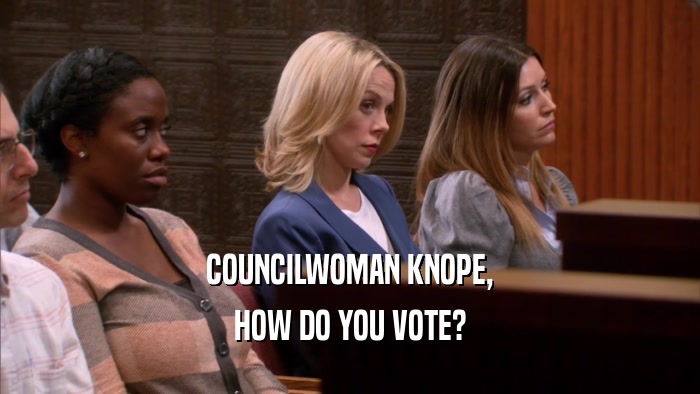 COUNCILWOMAN KNOPE, HOW DO YOU VOTE? 
