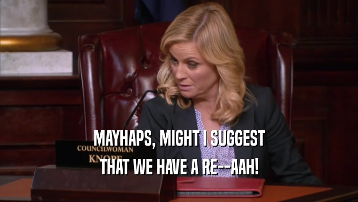 MAYHAPS, MIGHT I SUGGEST THAT WE HAVE A RE--AAH! 