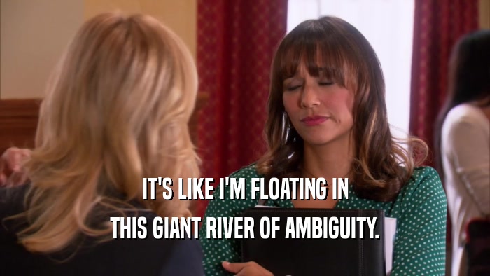 IT'S LIKE I'M FLOATING IN THIS GIANT RIVER OF AMBIGUITY. 