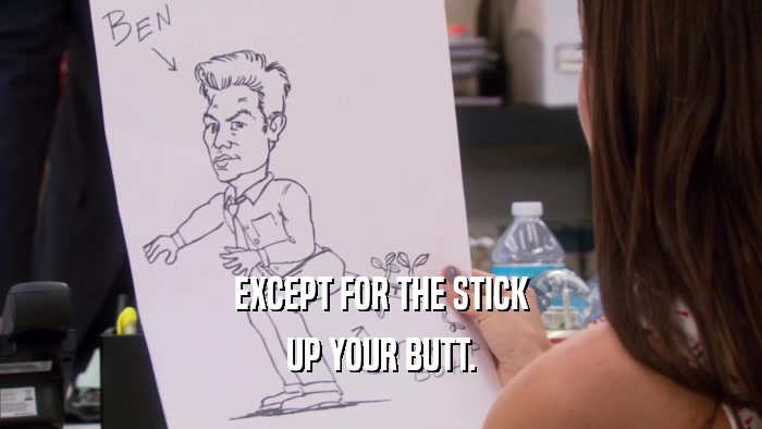 EXCEPT FOR THE STICK UP YOUR BUTT. 