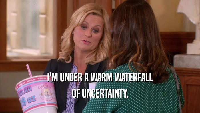 I'M UNDER A WARM WATERFALL OF UNCERTAINTY. 