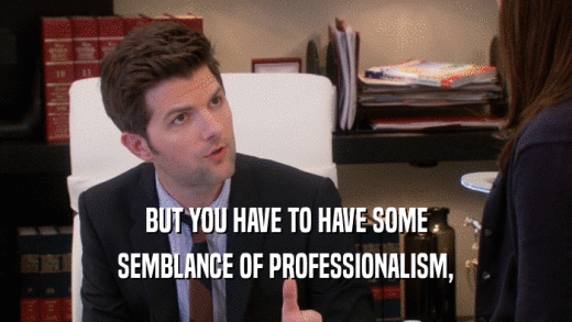 BUT YOU HAVE TO HAVE SOME
 SEMBLANCE OF PROFESSIONALISM,
 