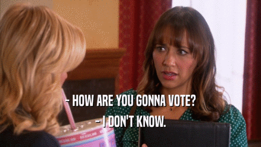 - HOW ARE YOU GONNA VOTE? - I DON'T KNOW. 