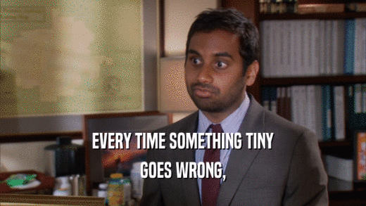 EVERY TIME SOMETHING TINY
 GOES WRONG,
 