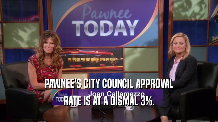 PAWNEE'S CITY COUNCIL APPROVAL RATE IS AT A DISMAL 3%. 