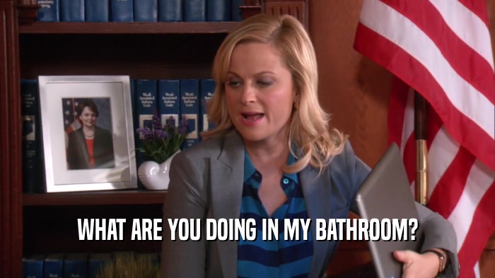 WHAT ARE YOU DOING IN MY BATHROOM?  