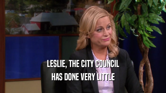 LESLIE, THE CITY COUNCIL HAS DONE VERY LITTLE 