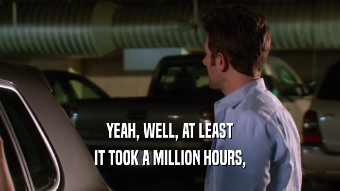 YEAH, WELL, AT LEAST IT TOOK A MILLION HOURS, 