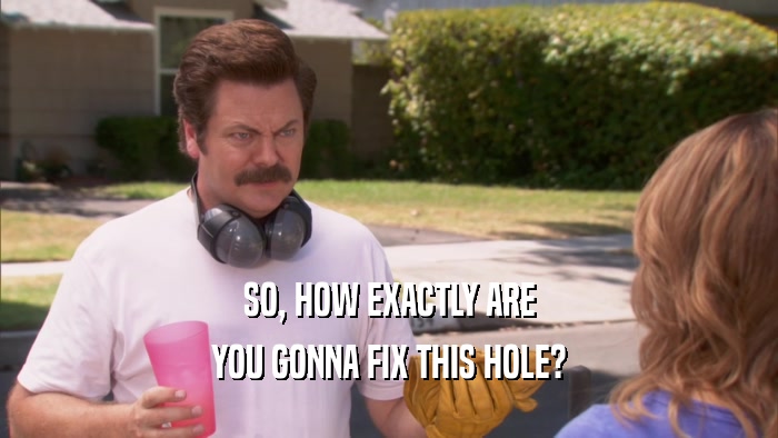 SO, HOW EXACTLY ARE YOU GONNA FIX THIS HOLE? 