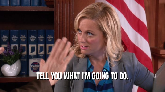 TELL YOU WHAT I'M GOING TO DO.  