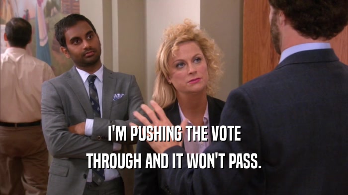 I'M PUSHING THE VOTE THROUGH AND IT WON'T PASS. 